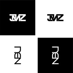 jmz lettering initial monogram logo design set