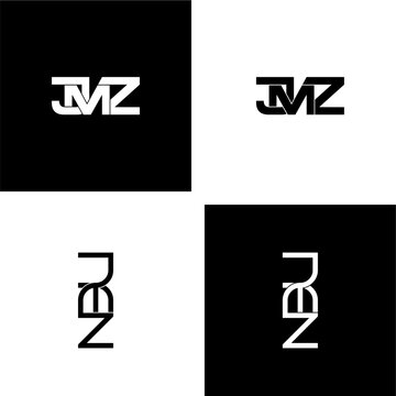 jmz lettering initial monogram logo design set