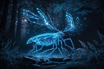 Obraz na płótnie Canvas insect, bug, water, sea, blue, texture, ocean, light, sky, glass, pattern, ice, underwater, art, deep, earth, design, nature, light, space, science, illustration, energy, pattern, generative, ai