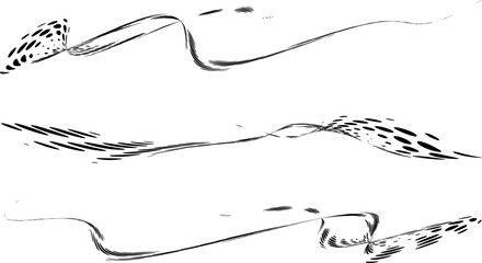 Set of their dotted halftone borders from twisted, twisted polka dot ribbons. Vector.