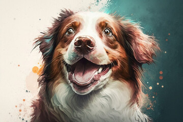 A funny dog illustration with expressive satisfaction