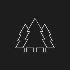 Fir tree forest, spruce trees flat icon isolated on black background. Vector illustration. 