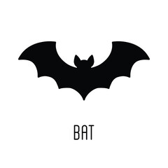 Halloween bat silhouette icon isolated on white background. Halloween character ghost illustration cartoon symbol graphic.