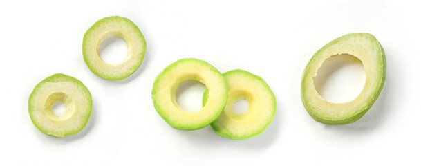 avocado slice isolated on white background