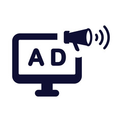 ads, mic, promotion, monitor, digital marketing business icon