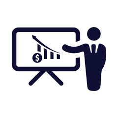 teaching, presentation, grow graph, business growth presentation icon