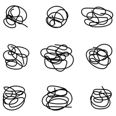 Set Of Nine Random Doodle Lines Vector