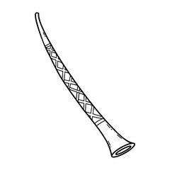 Didjeridoo. Musical Australian instrument. Vector doodle illustration. Hand drawn sketch.