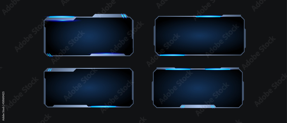 Poster futuristic technology frames interface hud element design for ui games. web and app. futuristic user