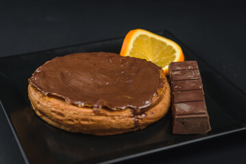 chocolate cake with nuts and orange