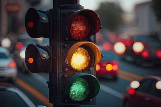 traffic light on the street created with Generative AI technology