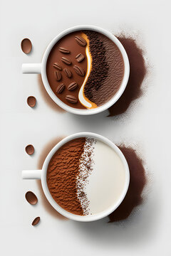 cup of coffee and hot chocolate