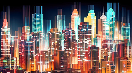 Abstract Metropolis, A Vivid and Colorful Cityscape, Generative AI