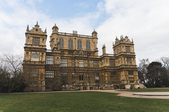 Wollaton Hall taken from the formal gardens behind the hall, popular spot for visitors. High quality photo
