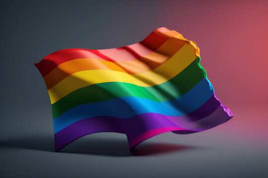 The LGBTQ+ flag waving with pride and joy as a render