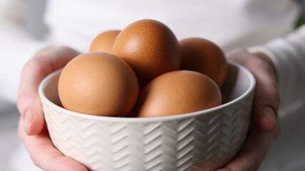 Fresh farm eggs in the kitchen