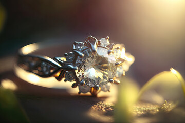 Diamond engagement ring sparkling AI Generative