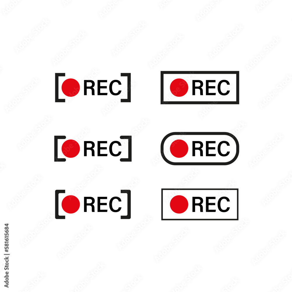 Poster set with red rec rrame set. digital technology. audio radio app. vector illustration.
