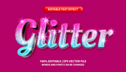 Glitter text, editable text effect template, luxury pink shiny text effect style