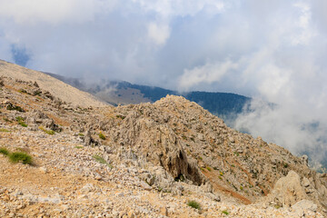 View from the top of Mount Tahtali of Antalya province in Turkey. Popular tourist spot for sightseeing and skydiving