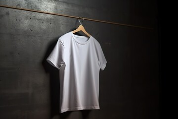 Blank t-shirt hanging in the room with Generative AI - obrazy, fototapety, plakaty