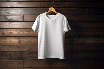 Blank t-shirt hanging in the room with Generative AI