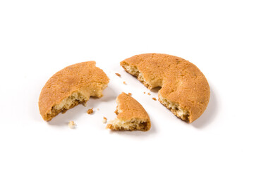 crispy round biscuit. Sweet cookies isolated on white background。