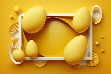 Abstract Easter yellow background Decorative 3d eggs