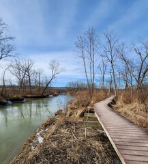 Fototapeta premium wooden bridge over river