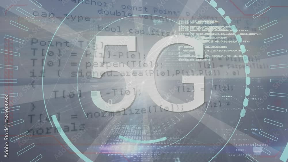 Poster animation of 5g text and data processing