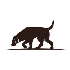 Dog Sniffing Silhouette Logo Design Vector
