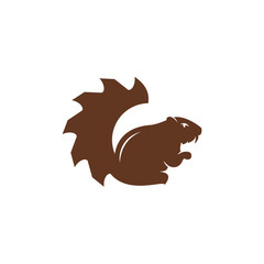 saw blade tail beaver woodworking logo icon - obrazy, fototapety, plakaty