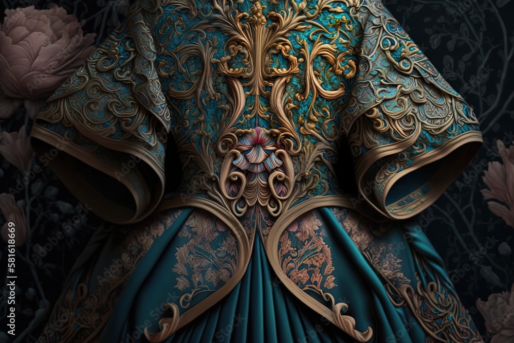 Poster mysterious depths explored through brocade weaves of regal symmetry and colourful opulence generativ