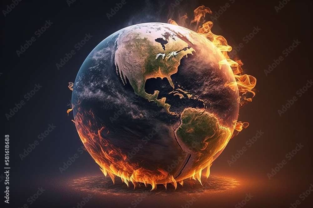 Poster scorching the earth into oblivion: global warming unleashed generative ai