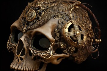 Artificial Ethers and Clockwork eyes - The Uncanny Faces of a Steampunk skull Generative AI