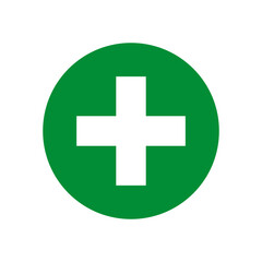 white cross green circle. Emergency symbol. Medical design. Vector illustration.