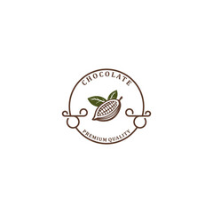 cocoa branch logo, cocoa bean, cocoa plant logo icon vector template on white background