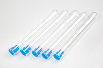 set of medical test tubes isolated on white background