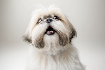 Adorable White-Coated Shih Tzu Dog, generative AI