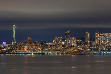 SEATTLE AT NIGHT WITH SPACE NEEDLE