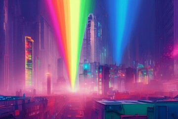 colourful city at night generative ai