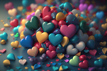 Fototapeta na wymiar A colorful heart-shaped illustration with a lot of hearts