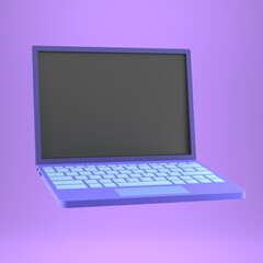 laptop with purple background