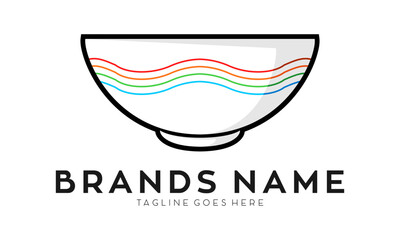 White bowl illustration vector logo