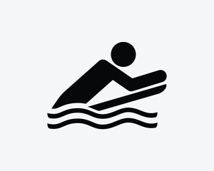 Bodyboarding Icon Body Boarding Surf Surfing Surfer Ride Wave Vector Black White Silhouette Symbol Sign Graphic Clipart Artwork Illustration Pictogram