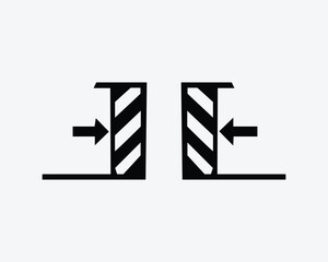 Barrier Closing Icon Door Close Auto Automatic Sliding Black White Silhouette Symbol Icon Sign Graphic Clipart Artwork Illustration Pictogram Vector