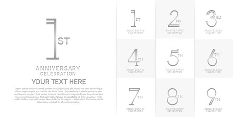 set of anniversary logotype silver color for special celebration event
