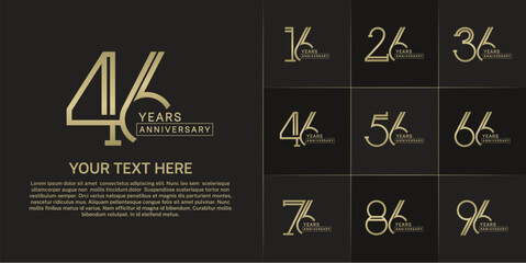 set of anniversary logotype golden color for special celebration event
