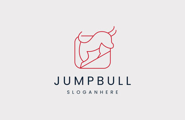 jumping bull in animals abstract design .