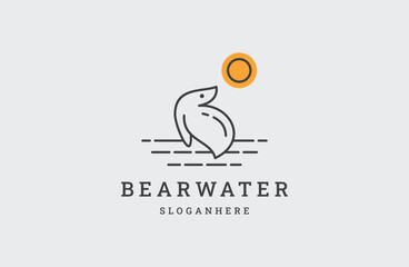 polar bear water logo vector icon illustration